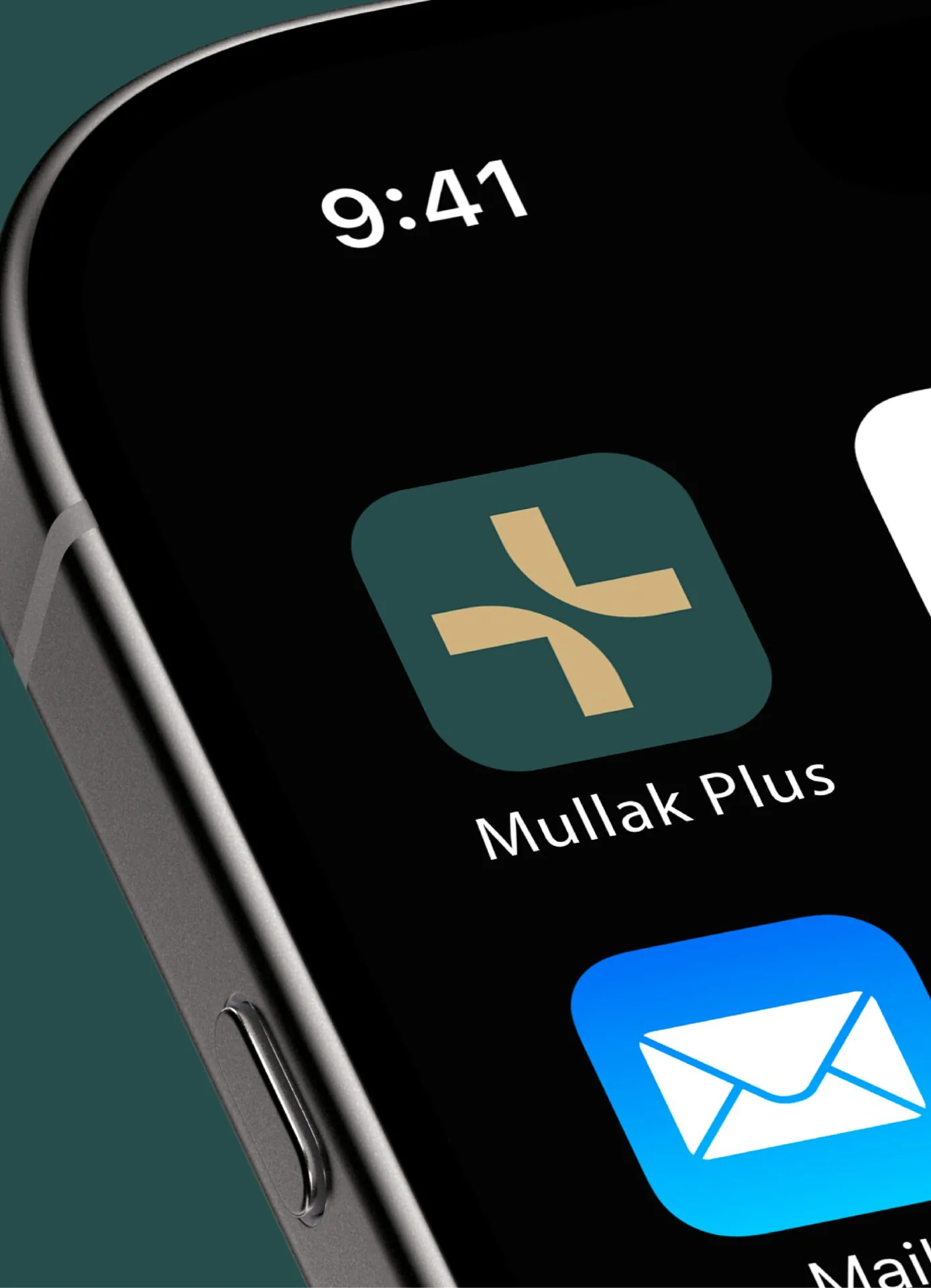 Close-up of the Mullak Plus app icon on an iPhone home screen